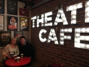 claire moore and robert meadmore at the theatre cafe