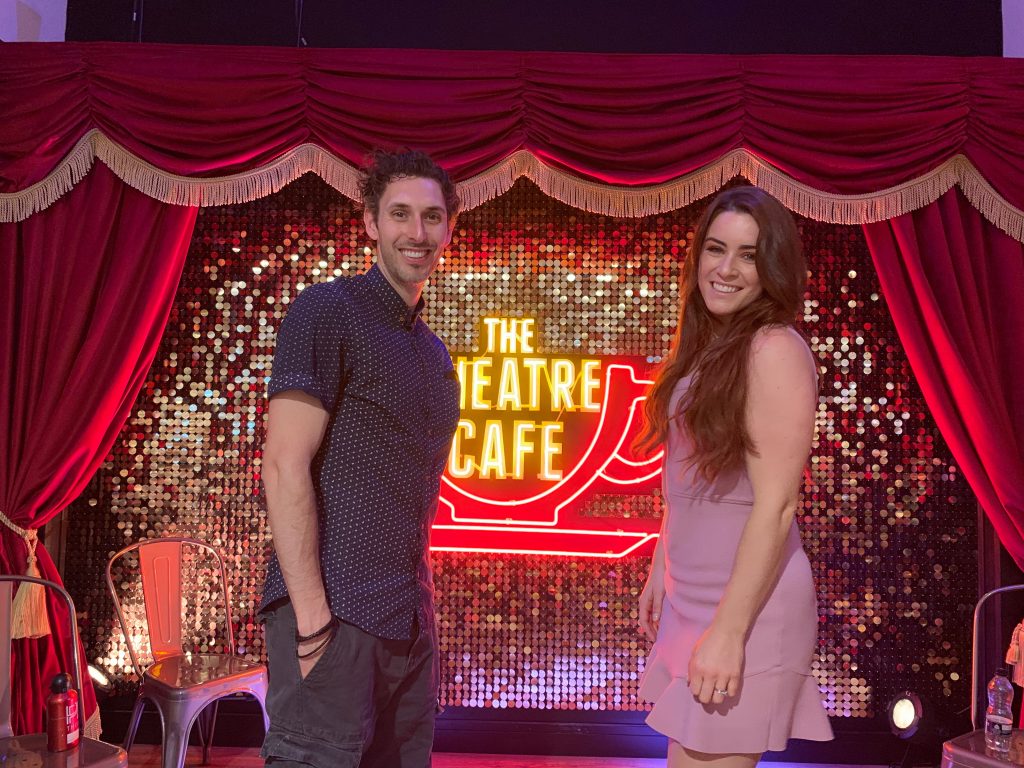 blake harrison and lucie jones at the theatre cafe