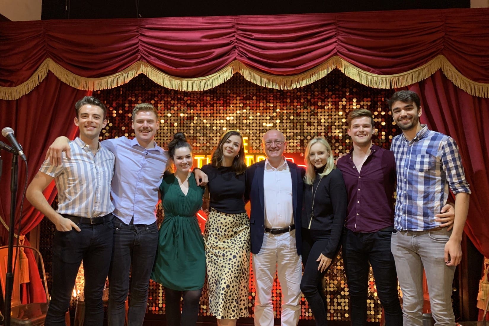 The cast of The Union Theatre’s Hello Again performing live at The Theatre Café