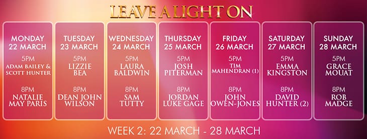 Leave A Light On Series Schedule - Week Two