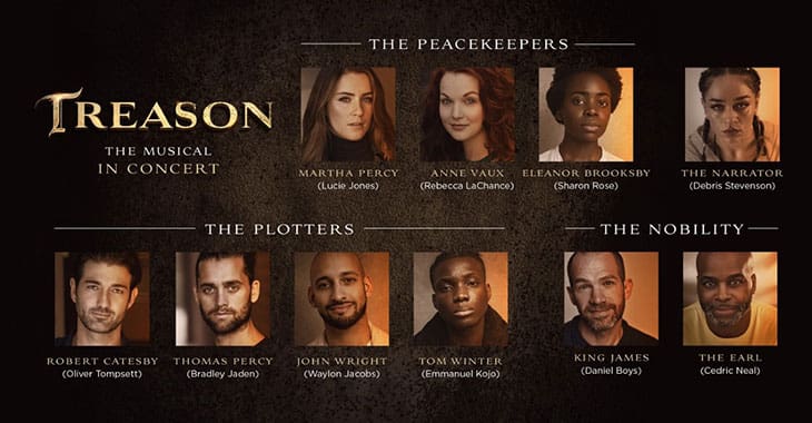 News: Cast of West End stars announced for world premiere concert of Treason the Musical