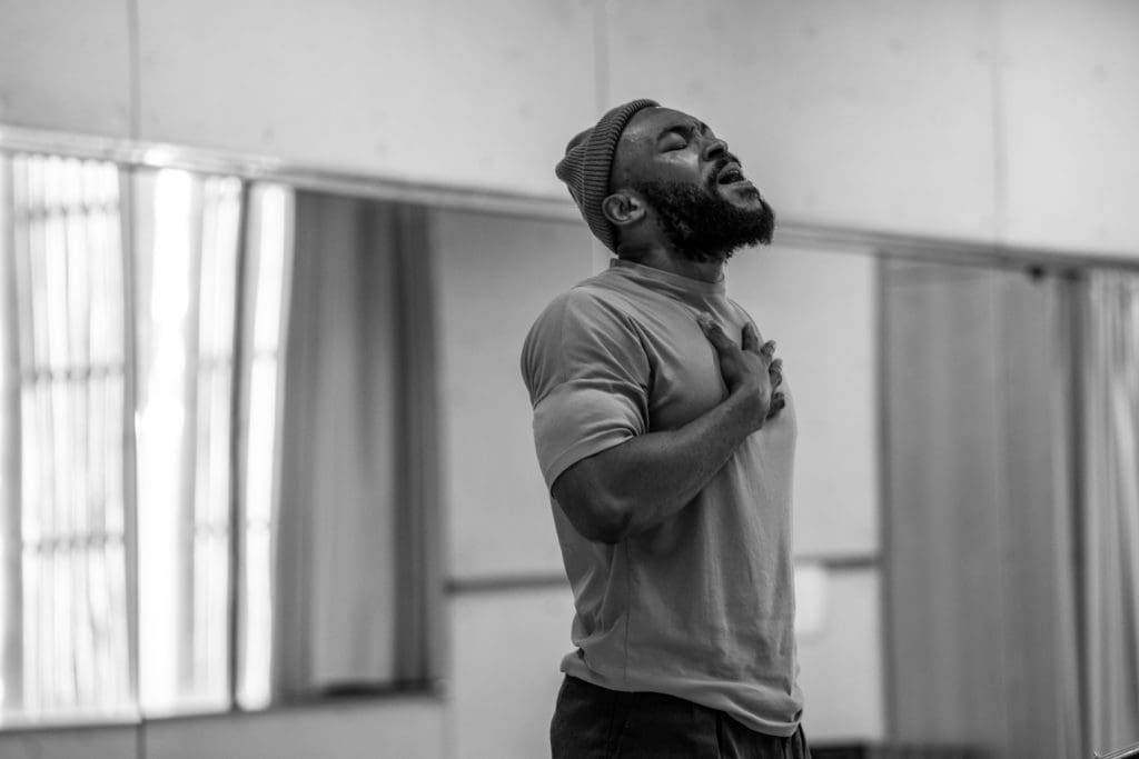 Arinzé Kene in rehearsals for Get Up, Stand Up! The Bob Marley Musical