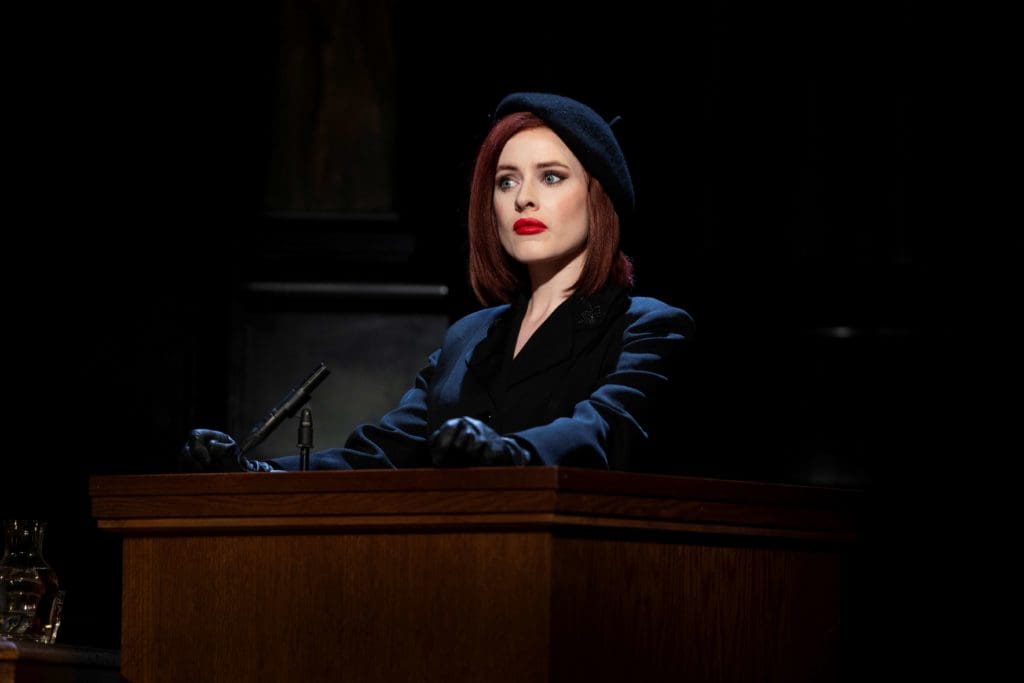 Emer McDaid (Romaine Vole) in Witness for the Prosecution. Photo by Ellie Kurttz