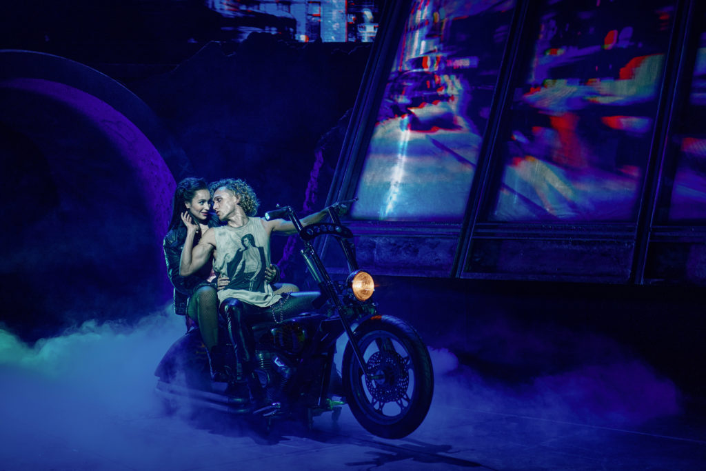 Martha Kirby as Raven and Glenn Adamson as Strat in BAT OUT OF HELL THE MUSICAL. Photo Credit - Chris Davis Studio