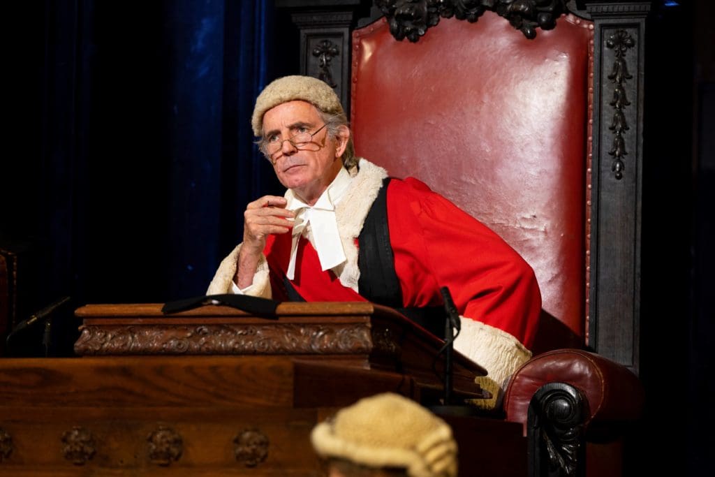Martin Turner (Mr Justice Wainwright) in Witness for the Prosecution. Photo by Ellie Kurttz