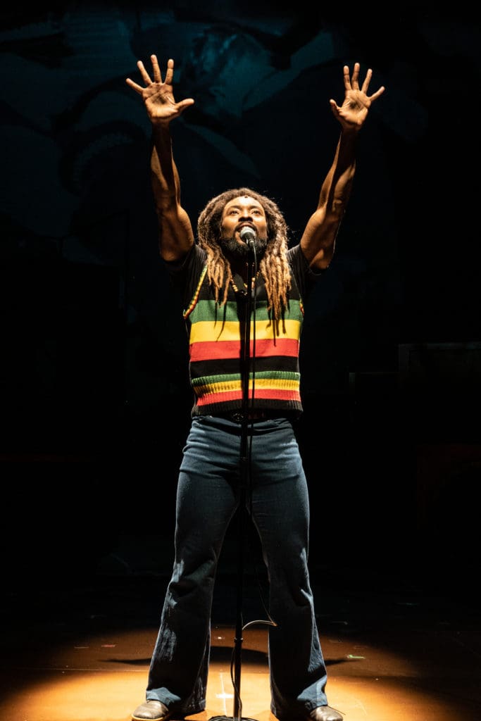 Arinzé Kene as Bob Marley and company - photo by Craig Sugden
